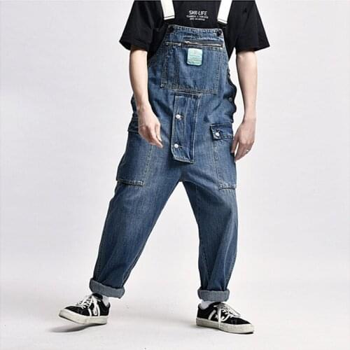 Mcikkny Men Cargo Baggy Bib Overalls Multi Pockets Workwear Loose Jumpsuits For Male Suspender Pants Size M-XXL