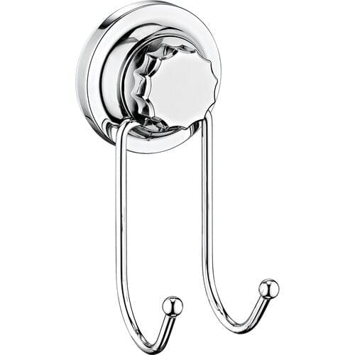 Rock Store Lux Metal Chrome Plated Vacuum Double Robe Hook 2'li