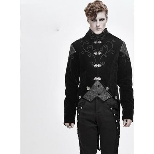 Mens Tailcoat Jacket Goth Steampunk Uniform Praty Outwear Coat New Mens Black Coat Trench Vintage Cosplay Coat