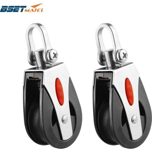 2PCS 1500Lbs Load Sheave Block Universal Head Single Pulley Swivel Sailboat Plain Bearing Block Rope Runner Boat Accessories