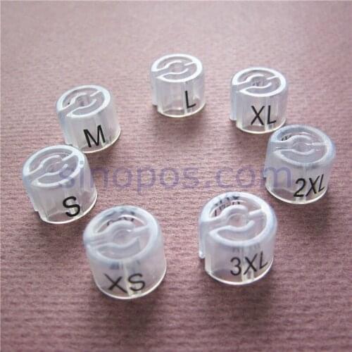 Plastic Clear Size Marker for hangers, Snap-on Circle clip XS/S/M/L/XL/2XL/34XL printed, clothes hanger sizers bagel donuts cube
