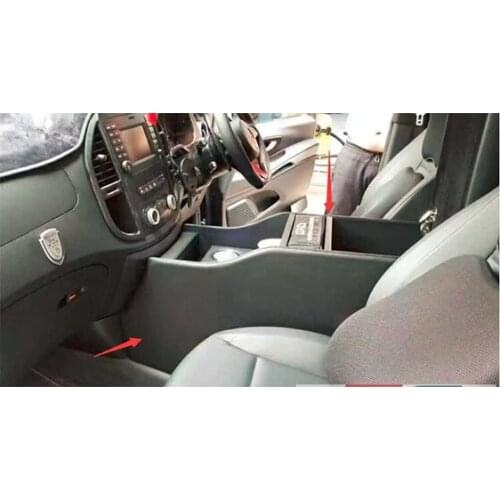 For Benz VITO Front Armrest Storage Box Cup Holder With Wireless Charger