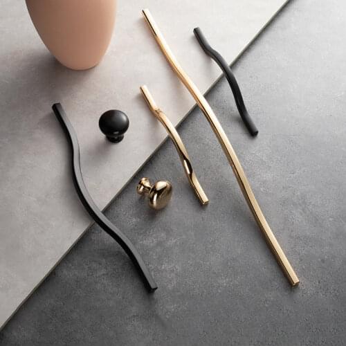 Wardrobe Pull Luxury Modern Cabinet Door Handle Black Gold Double Hole Centers Drawer Knob Home Improvement Furniture Hardware