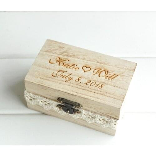 Rustic Wedding Ring Box Personalized Engagement Ring Bearer Box, Custom Wedding Ring Holder Box