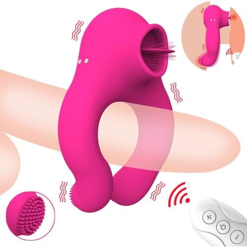 Sex Toys Penis Vibrator For Men Couple Wireless Remote Cock Ring Vibrator Tongue Licking Clitoris Stimulator Delay Ejaculation