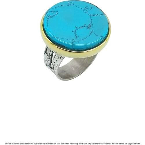 Silver Round Turquoise Stone Women Ring