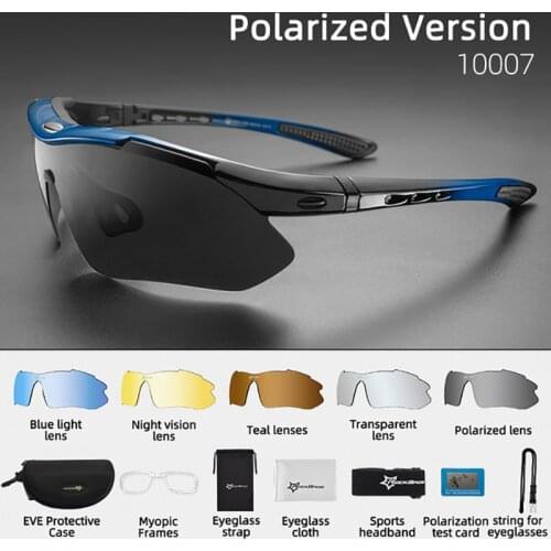 ROCKBROS Polarized Sports Sunglasses Road Cycling UV400 Glasses MTB Bicycle Riding Protection Goggles Eyewear 5 Lens Accessories