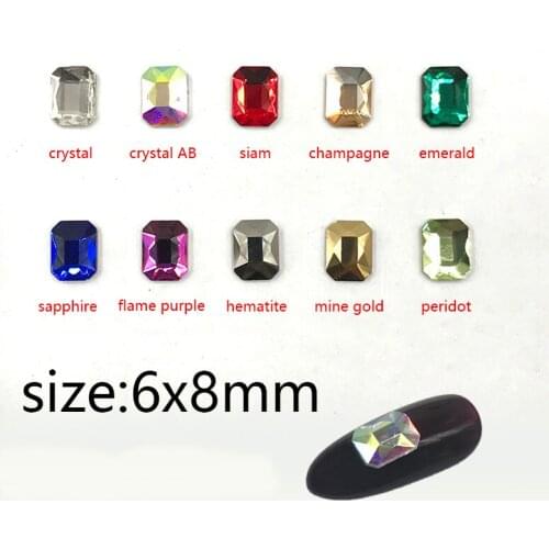 30pcs Nail Art Rhinestone 6X8mm Re-octagonal Flatback Crystal Stones DIY Decorations Manicure Diamond For Nail Rhinestone