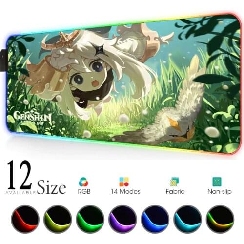 Genshin Impact Led Rgb Slipmat Mat for Computer Gamer Accessories Mouse Mat Large Animegaming Mousepad Mouse Computer with Cable