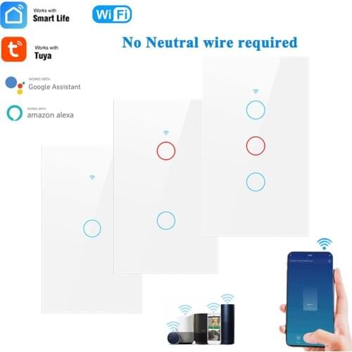 1/2/3 gang TUYA WiFi Smart Touch Switch Home Light Wall Button 120*72mm for Alexa and Google Home Assistant US Standard