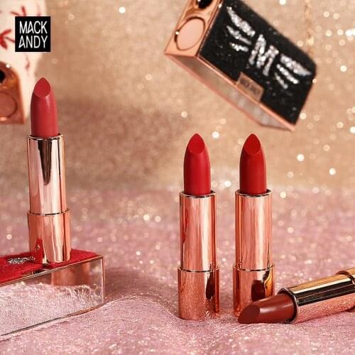 MACK ANDY moisturizing lipstick with fashion chain bag decoration long lasting orange red makeup cosmetics matte lipstick BN205