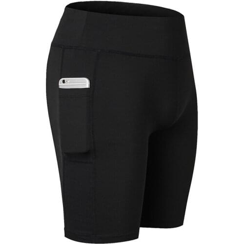 Women Casual Sports Shorts Elastic With Pocket Workout Womens Shorts Quick Dry Cycling Shorts Gym Running Tight Sportswear