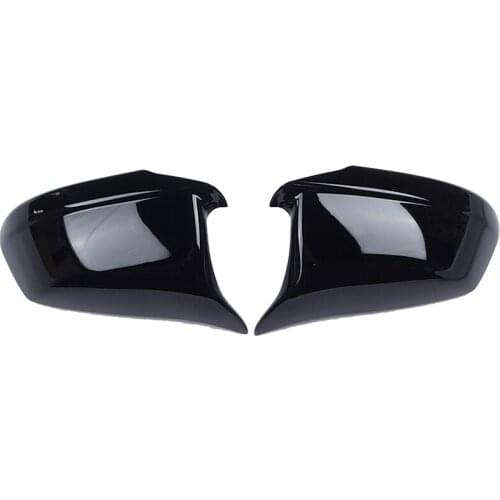 1 Pair Mirror Covers Caps Replacement Side Mirror Caps Rear Door Wing Glossy Black For BMW F10 F11 5 Series 2011-2013