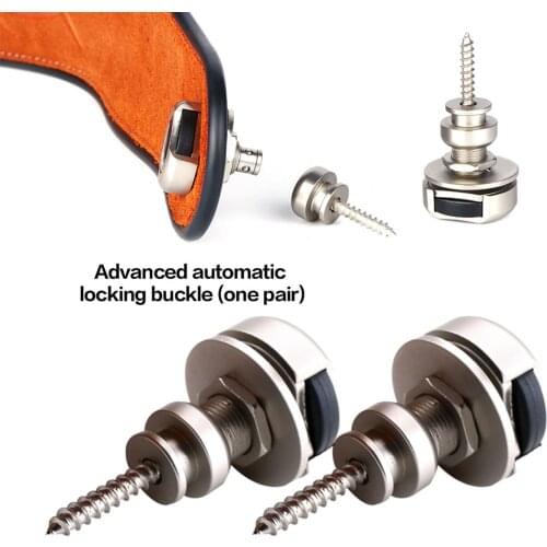 1 Pair Guitar Strap Locks Peg Pins Copper Alloy Guitar Strap Mount Flat Head Buttons Accessories