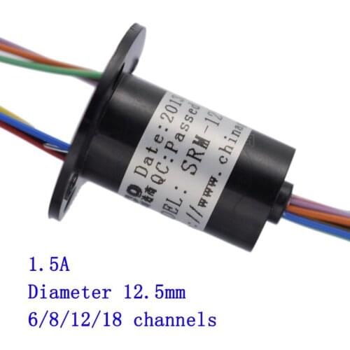 1pc 1.5A 6/8/12/18 Channels 12.5mm Conductive Slip Ring Brushless PTZ Pan Tilt Rotation Slipring Spare Part