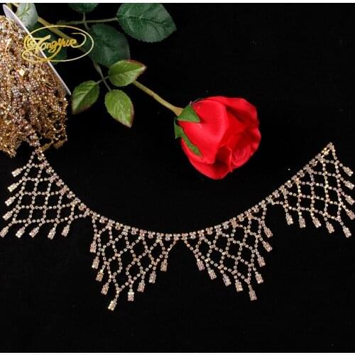 1 yard DIY bags shoes wedding decoration rhinestone chain crystal mesh rhinestone Zircon Alloy Gold and silver AB rhinestone