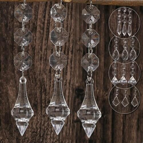 10PCS Acrylic Crystal Beads Pendant Garland Chandelier Hanging Party Wedding Decoration Tables Centerpieces Curtain DIY