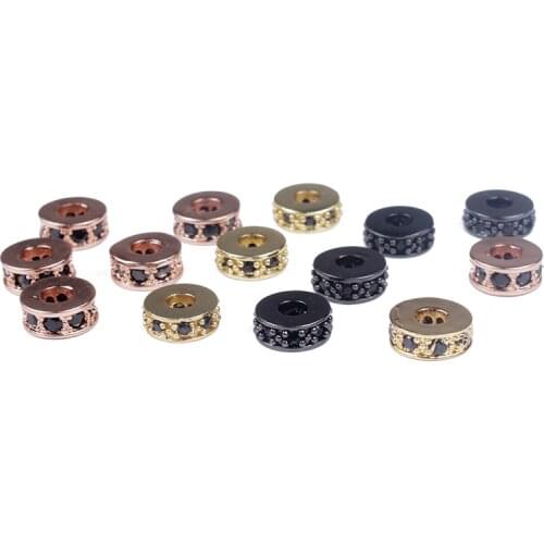 10Pcs/Lot DIY Metal Bead Brass Micro Pave CZ Zircon Charm Beads for Jewelry Bracelet Necklace Spacer Beads Accesories