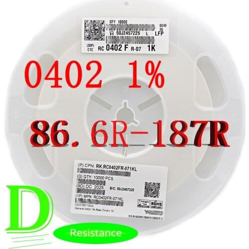 100PCS SMD Resistor RC Series 0402 1% Origina RC0402FR-07 Series 86.6R-187R All resistors 91R 100R 110R 120R 130R 150R 160R 180R
