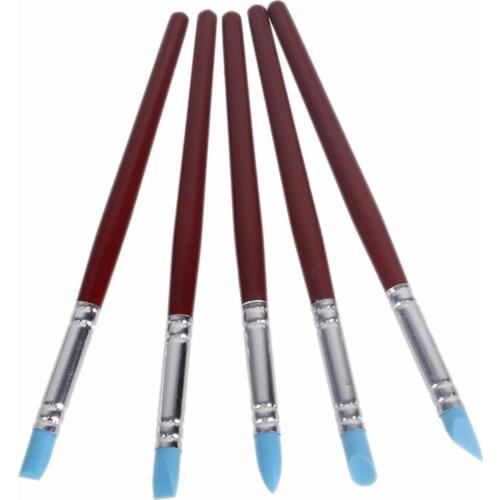 5PCs Art Craft Clay Pottery Tools Modeling Sculpture Sculpting Carver Carving Tools Pen Silicone Fondant Shaping Pen Brush