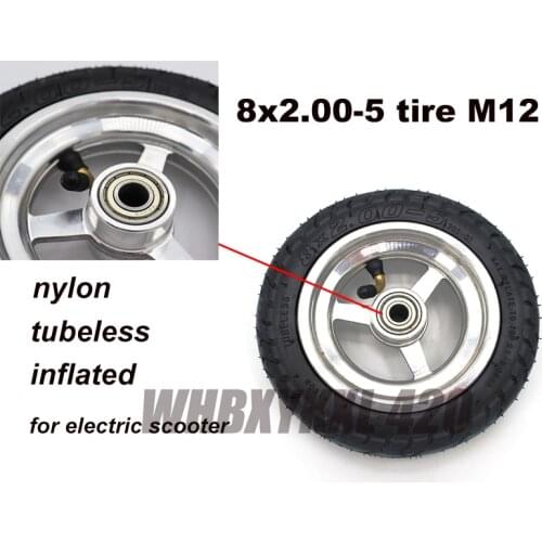 8x2.00-5 inch tire nylon tubeless wheel solid inflated pneumatic for electric mobility bike motor scooter accessoires