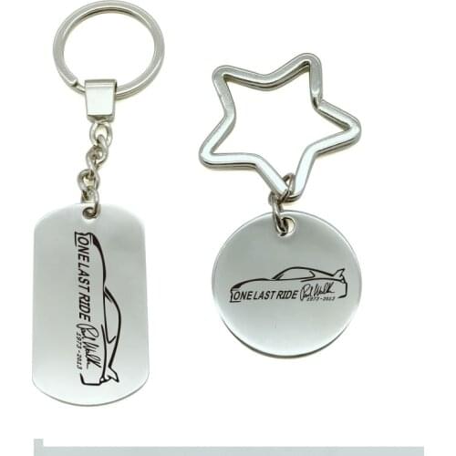 ONE LAST RIDE RIP PAUL WALKER Fashion Car keychain DIY bag Pendant Key Chain Holder General purpose Keyrings Men Women