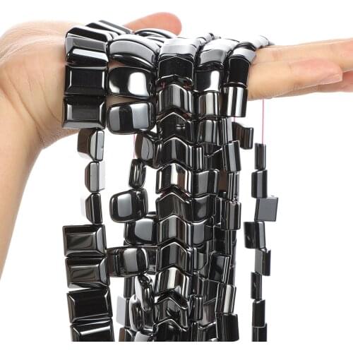 Double Hole Black Oblate cylinder Hematite Natural Stone Beads Loose Spacer Beads for Jewelry Making Accessories DIY Bracelets