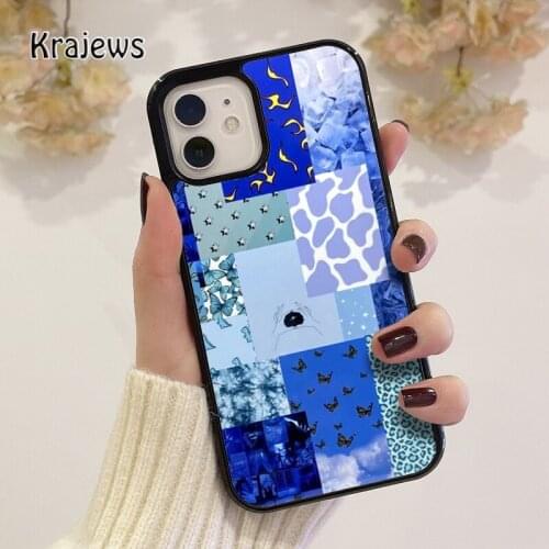 Krajews Blue collage coque Phone Case for iPhone 12 mini 5 5s SE 6 6S 7 8 PLUS X XS XR 11 PRO MAX SE 2020 Back Cover Funda Shell