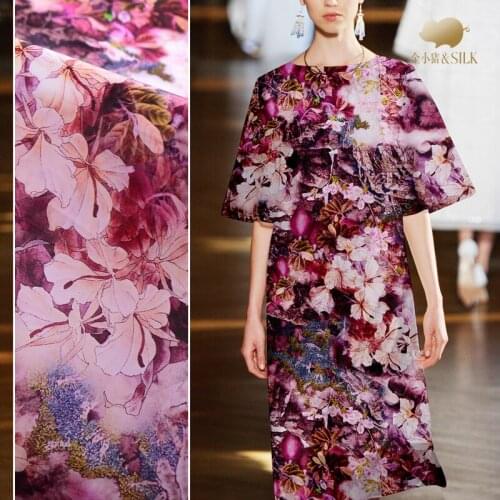 Digital inkjet silk organza satin fabric 12mm perspective smooth shirt dress silk fabric satin wholesale silk cloth