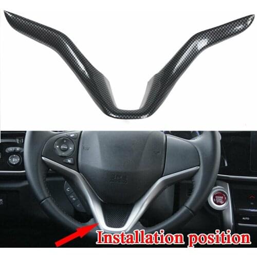 ABS Car Interior Steering Wheel Decorative Cover Trim For Honda City 2015-2017 Red/Carbon Fiber Color