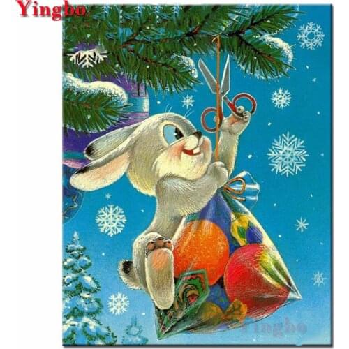 DIY Diamond Painting Diamond Embroidery christmas rabbit 5D Full Drill Square/Round Mosaic Picture Of Rhinestone Decoration Home