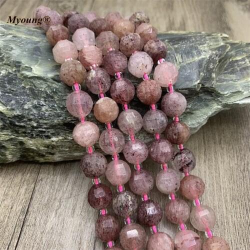 Strawberry Crystal Faceted Lantern Loose beads,Hand Cut Facted Quartz Druzy Wine Red Beads For DIY Jewelry Making MY2046