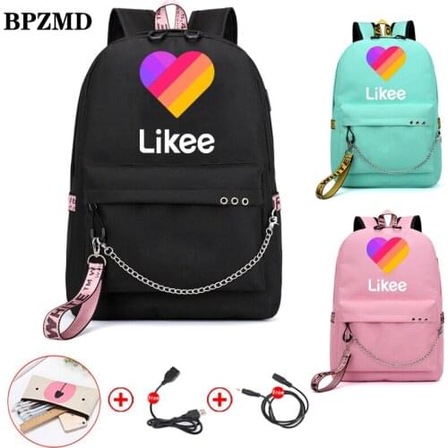 Likee Canvas Backpack for School Girls Backpack Student Laptop Bags USB Charging Russian Style Zipper Bag Women Travel Bag