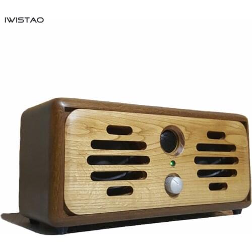 IWISTAO Bluetooth Speaker Handmade Vintage Pure Solid Wood 2x15W AUX U Disk MP3 WAV FLAC