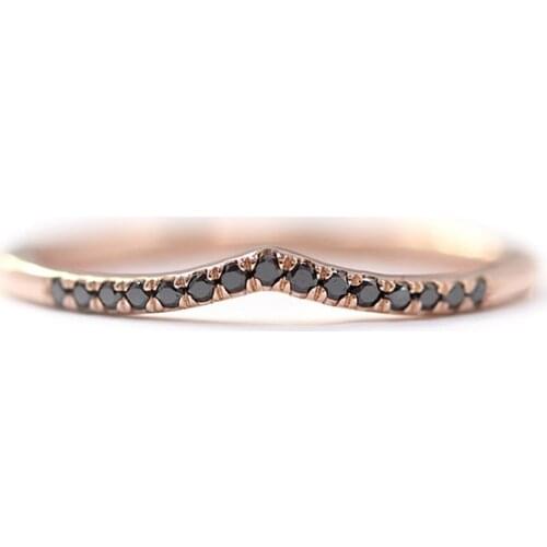 Exquisite Rose Gold Row Diamond Ring Luxury Black Diamond Engagement Ring Ladies Personality Simple Jewelry Factory Wholesale