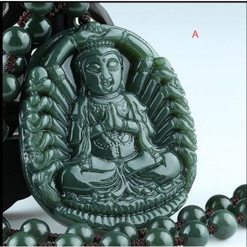 Chinas xinjiang hetian goddess hand-carved 1000 arm avalokitesvara Pendant
