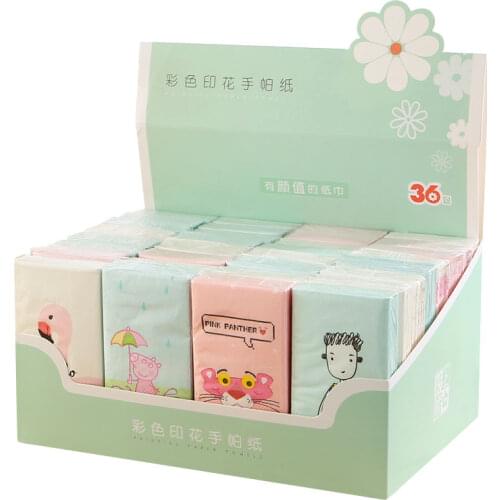 10 pcs Creative Cartoon Printed Handkerchief Paper Portable Pack Napkins Paper Pumped Noodles Paper Sanitary Paper Towels