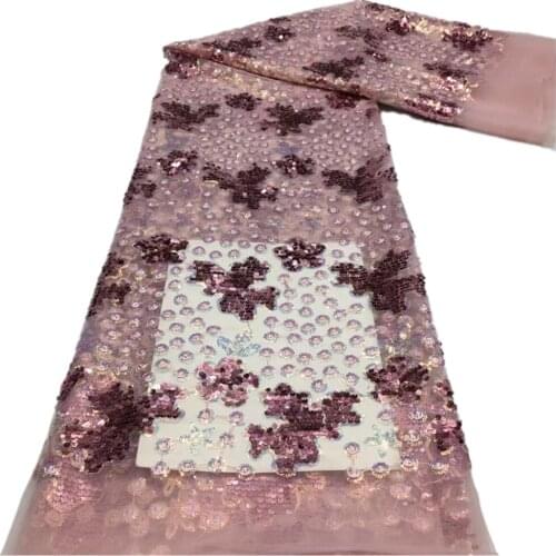 SJ Lace Nigerian Tulle Lace Fabrics 2021 High Quality Lace African Embroidered Sequins Lace Fabric For Wedding Dress Sew xx4-65