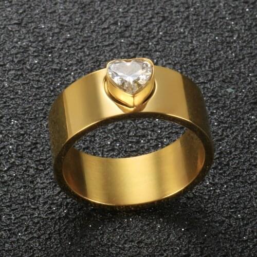 Fashion Personalized Heart Rings For Women Men High Quality Trendy Simple Stainless Steel Zircon Party Elegant Finger Jewelry