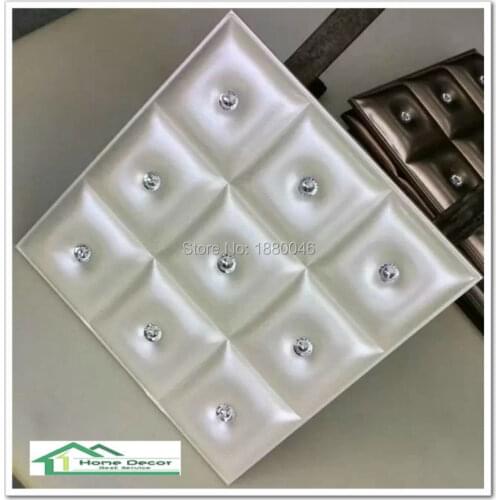 Leather panel 3D diamond PU Leather wall panel Leather Acoustic Panels living room sofa backgroumd wallpaper 20pcs 40*40*2.5CM