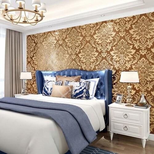Luxury 3D embossed wallpaper European style non-woven wallpaper bedroom living room TV wall background wallpaper