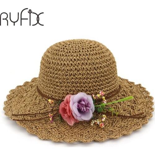 Summer small fresh lady handcrafted straw hat beach hat flower design lace summer outing hat HA50