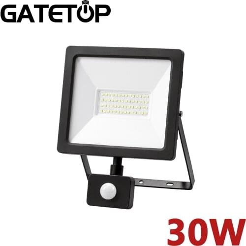 LED Floodlight 30W Motion Sensor Induction Style IP65 Cold White Light 6000K Human Body Induction Water Proof Lamp