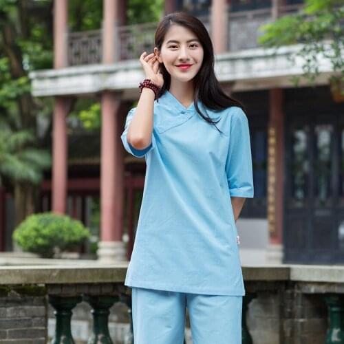 Traditional Tang Suit for Men Women 2021 New Chinese Style Summer Autumn New Cotton Linen Yoga Suit Women Loose Tai Chi Clothes