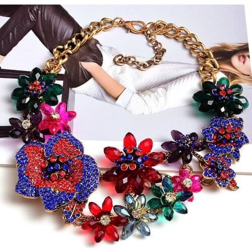 High-end handmade luxury crystal necklace for Women 2020 Fashion colorful Rhinestone necklace for women jewelry