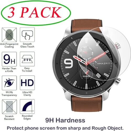 3pcs Tempered Glass Full Screen Protective Film Covers for Xiaomi Huami Amazfit GTR 47/42 Smart Watch high quality scratch proof