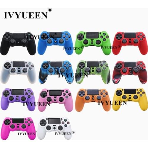 IVYUEEN for Sony PlayStation 4 PS4 Pro Slim Controller Silicone Protection Case Skin + 2 Thumb Sticks Grips Caps for Dualshock 4
