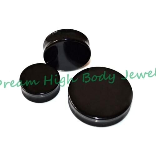 Saddle Ear Plugs Double Flare Black Solid Acrylic Bigger Size Acrylic Large Gauge 42mm 44mm 46mm 48mm Flesh Tunnel Ear Piercing