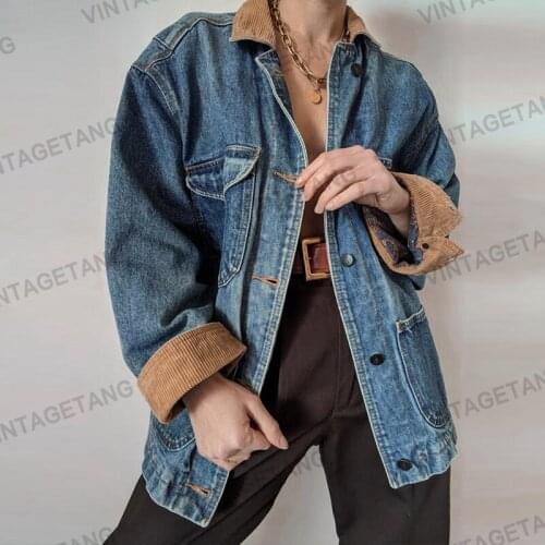 B-TOTO American Retro Old Tooling Denim Jacket Female Tide Ins Stitching Thin Jacket 2021