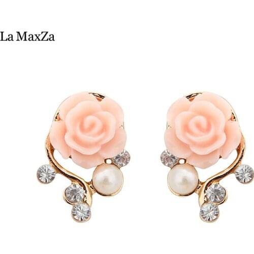 Romantic Jewelry Stud Earrings For Women Elegant Multi Color Resin Rose Flowers Earring For Girl Nickel Free Earring Accessories